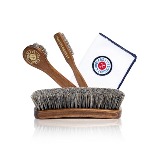Cobbler’s Choice Co. Leather Care Brush Kit with Horsehair Shoe B...