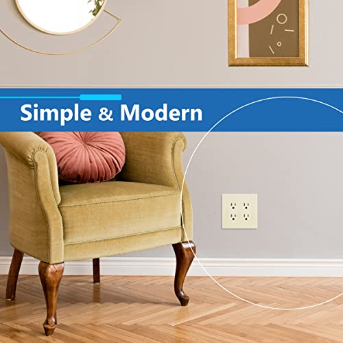 Image of LIDER Decorator Switch Cover, Screwless Wall Plate, Mid-Size 2-Gang 4.88 inch x 4.92 inch, LSWP-32M-LA, UL Listed, Thermoplastic, Matte Light Almond, 1-Pack