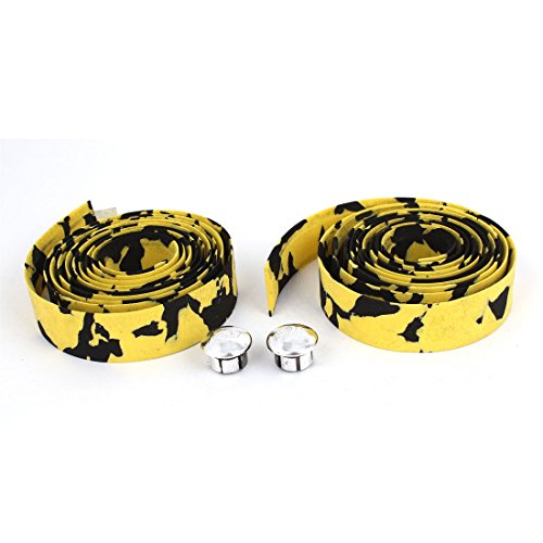 Ruilogod Noir Jaune Route Vélo Bar Barbon Bicyclette Bicyclettes Tape 2 PCS
