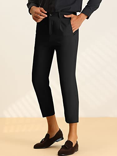 Lars Amadeus Solid Cropped Pants for Men's Slim Fit Pleated Front Ankle Length Tapered Dress Pants2