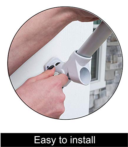 G128 - Two Position Fixed Wall Mount Bracket Solid Cast Aluminum White Powder Finish Flag Pole Holder Bracket 1 Inch Diameter #TOP1