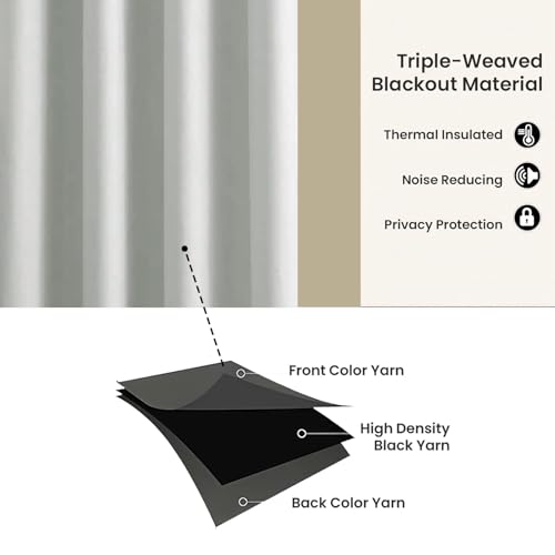 Image of Cloth Fusion 100% Blackout Door Curtains 9 Feet Long Set of 2 with Blackout Lining, Double Layer Room Darkening Parda with Stainless Steel Grommets for Home Decor (9x4 Feet, Silver White)