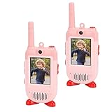 XUMIUZIY Video Walkie Talkies für Kinder, Tragbare Wiederaufladbare Video Gegensprechanlage, Spielzeug für Drinnen und Draußen, für Familienspiele Draußen, Camping, Wandern, Geburtstag (PINK)