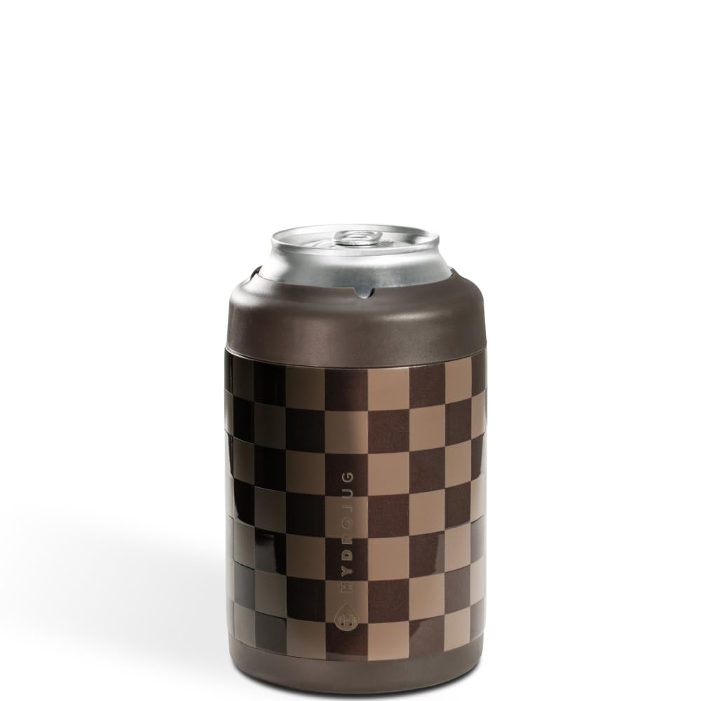 HydroJug Can Cooler 12 oz, Stainless Steel Can Holder, Autumn Checkers