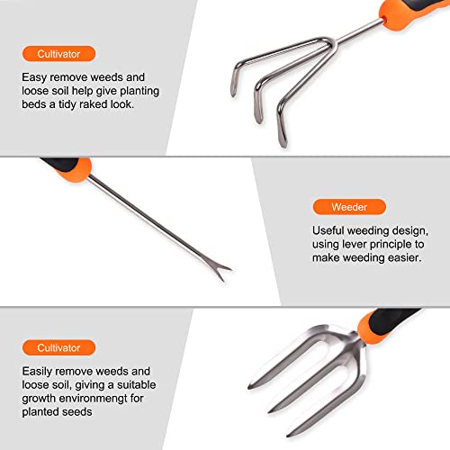 Elevon Gardening Tool Set, Stainless Steel Heavy Duty Gardening Kit with Ergonomic Handles, Durable Gardening Bag, Ideal Gardening Tool Set - Suitable for Men and Women (Orange, 7Piece) - Image 4