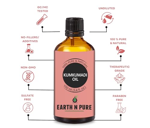 Image of Earth N Pure Kumkumadi Oil for Face Glow & Skin Care - 100% Pure Oil for Even Skin Tone & Radiant Skin - Ayurvedic Kumkumadi Tailam - 100ml