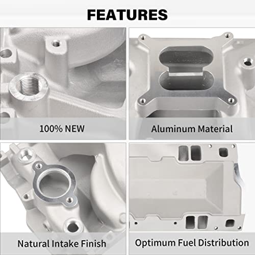 Batoneco Small Block Dual Plane Intake Manifold Compatible With Chevy Sbc Vortec V8 283 307 350 327 #TOP4