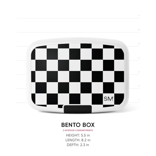 Image of Simple Modern Porter Bento Lunch Box | BPA Free, Leak-Resistant, Dishwasher Safe | Lunch Container for Girls, Boys, Toddlers, Kids, Adults | 3 Compartments, Black and White Checkmate