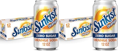 Sunkist Zero Sugar Orange Soda | 12 fl. oz. Cans | 12 Pack | Pack of 2