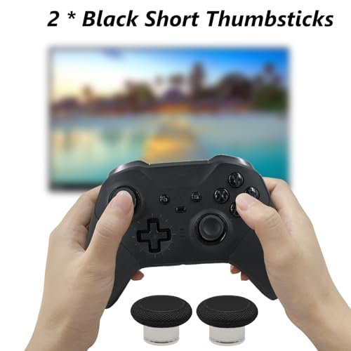 Image of 2 Pack Elite 2 Controller Short Thumbsticks Replacement for Xbox Elite Series 2 Controller,0.39in Standard Height Concave Magnetic Analog Short Joysticks Replacement for Elite Series 2 Core (Black)