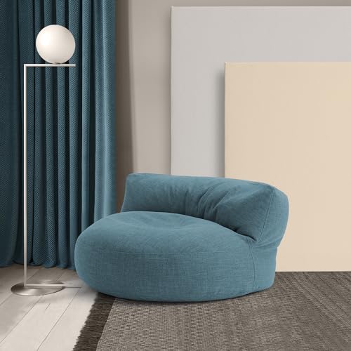 Lumaland Sitzsack Lounge | Sofa-Sitzsack 90 x 50 cm mit Rückenlehne | Flexibler Indoor Beanbag | Ergonomisch & Robust | Mit anpassungsfähiger EPS-Füllung | Waschbarer Bezug [Aqua]