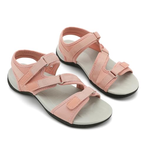 Image of UBFEN Womens Hiking Water Sport Sandals with Arch Support | 3 Adjustable Straps, Cushioned Footbed, Non-Slip, Comfortable Walking for Athletic Outdoor Summer Beach