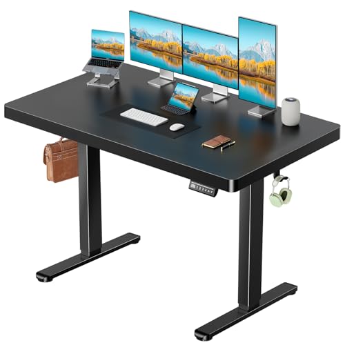 Marsail 63 x 30 Electric Standing Desk with One-Piece Desktop, Sit Stand Desk with Thickened Tabletop, Height Adjustable Stand Up Desk with Cable Management for Home Office(Frame+Desktop, 2 Packages)