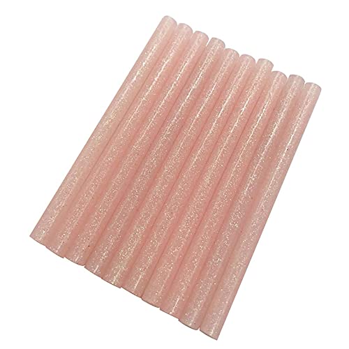 Bastoncini di colla colorata a caldo, 7 mm, glitter rosa chiaro per riparazione artigianale elettrica, 10 pezzi