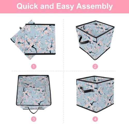 Boîte de rangement à fleurs roses cube en tissu de 28cm - 7