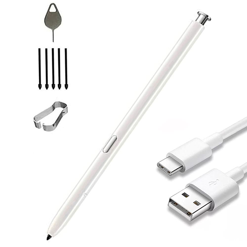 HQB-STAR Replacement S Pen for Samsung Galaxy Note 20 Note 20 Ultra 5G (Without Bluetooth)+Tips/Nibs Tweezer+Type-C Charging Cable White