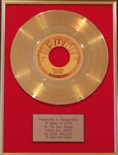 Elvis Presley - 24 Carat Gold 7" Disc - "That's All Right" (on Sun Records)