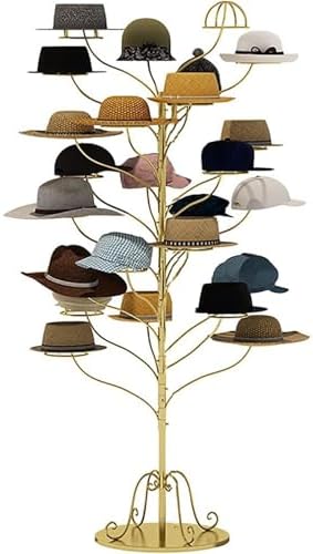 Freestanding Baseball Cap Rack,Freestanding Multi-Tier Hat Display Rack - Holds 20 Cowboy Hats, Baseball Caps & Wigs - Stylish Storage Solution for Home & Retail - White Color