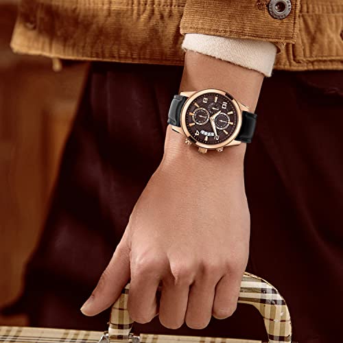 Image of BINLUN Leather Watch Band 14mm 16mm 18mm 19mm 20mm 21mm 22mm Quick Release Premium Oil Wax Leather and Breathable Silicone Hybrid Watch Bands Replacement Strap for Men Women