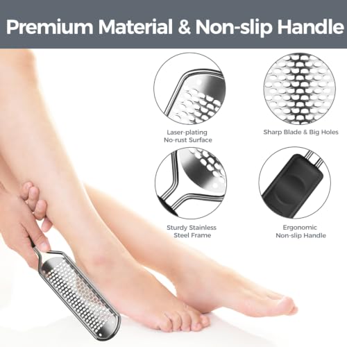 Image of Foot File Foot Scrubber Pedicure - Callus Remover for Feet Easkep Professional Grater Rasp Foot Scraper Corns Callous Removers Cracked Dead Skin Remover for Dry and Wet Feet (Black)