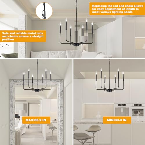 Yicilove BLACK CHANDELIER For Dining Room, Modern Metal 6-Light Kitchen Light Fixtures thumb #7