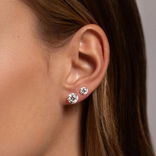 Image of 5 Pairs 14K Gold Plated Stud Earrings for Women, Hypoallergenic Earring Sets for Multiple Piercing, Premium Cubic Zirconia Studs Earrings for Women