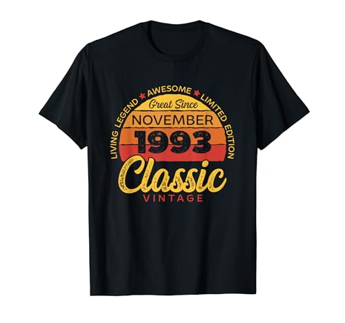30th Birthday Retro Noviembre 1993 Vintage Bday Classic Camiseta