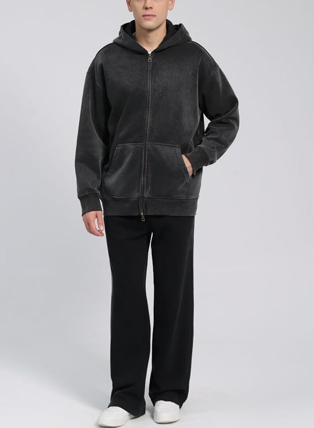 Mens Oversized Hoodies Zip Up Long Sleeve Teenage Hoodie Unisex Casual Sweatshirts for Womens Youth3