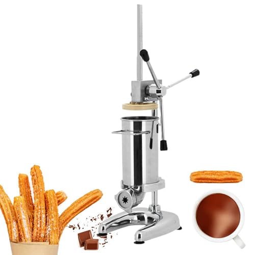 Máquina para Hacer Churros Manual, Máquina para Hacer Churros Comercial, Máquina de acero inoxidable para Hacer Churros latinos con 5 Boquillas,Máquina para Hacer Churros de Alta Resistencia,2L