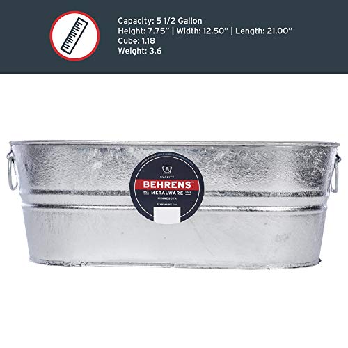 Behrens 0-Ov Hot Dipped Galvanized Steel Oval Plantertub, 5-1/2-Gallon, Silver #TOP6
