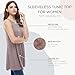Azules Sleeveless Tunic Tops for Women – Flowy Loose Fit Rayon Tank Tops Dressy Long Tunics for Leggings & Summer Outfits Large Mocha