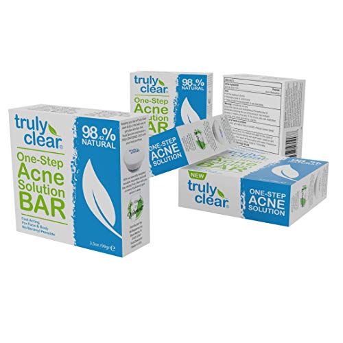 TRULY CLEAR One-Step Solution Acne Bar, Alcohol Free Face and Body Cleanser, Non-Drying Acne Treatment for Face, Chest, Butt and Back Acne, Body Acne Face Wash with Hyaluronic Acid, 5 PACK