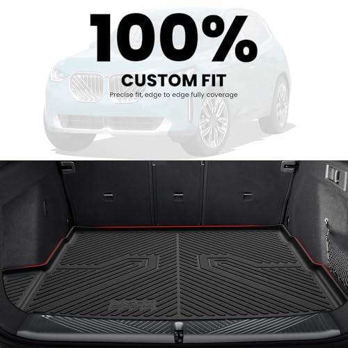 Image of LASFIT Cargo Mat for BMW X3 2025-2026 30 xDrive M50 xDrive | All Weather TPE Custom Fit Cargo Trunk Mat & Backrest Seat Protector Accessories, Black
