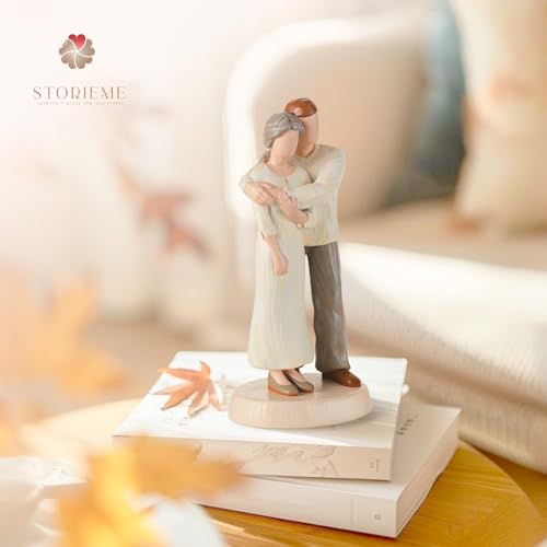 Figurilla Madre e Hijo Adulto Abrazándose en Resina miniatura 6