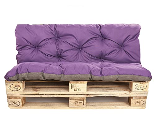 Colore: Viola. Cuscini per pallet da esterno - Set di cuscini per pallet - Set di cuscini per pallet da interno (cuscino per seduta 120x80 + cuscino per schienale 120x50, viola)