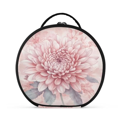 Takiito Pink Flower Travel Makeup Case Portable Makeup Box Artist Cosmetic Case Organizer With Adjustable Dividers