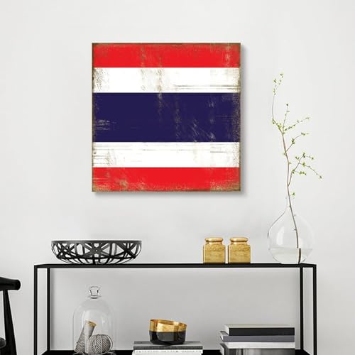 Lienzo de la bandera de Tailandia vintage en alta calidad para salón o baño 4