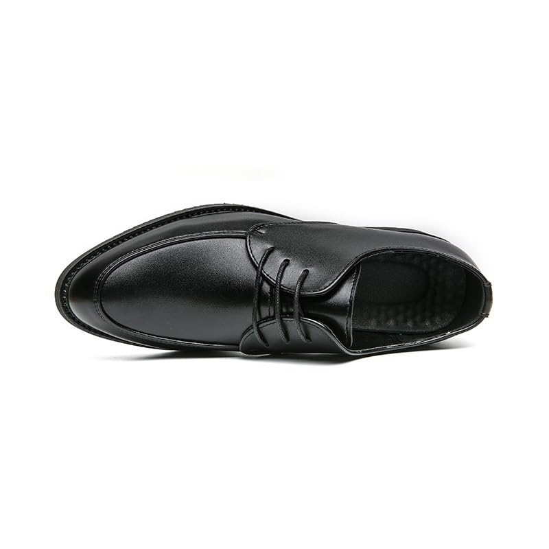 Casual Business Walking Shoes for Mens Dress Formal Shoes for Men Lace Up Apron Toe PU Leather Shoes Round Toe Low Top Block Heel Resistant Non Slip Rubber Sole Party3