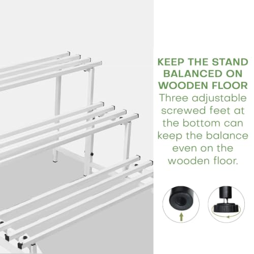 Image of Pivalo 3-Tier Rectangular Plant Stand Anti-Rust Metal Shelf Flower Pot Holder Outdoor & Indoor Planters Gamla Stands for Balcony & Living Room Home Decor (Set of 1, White)