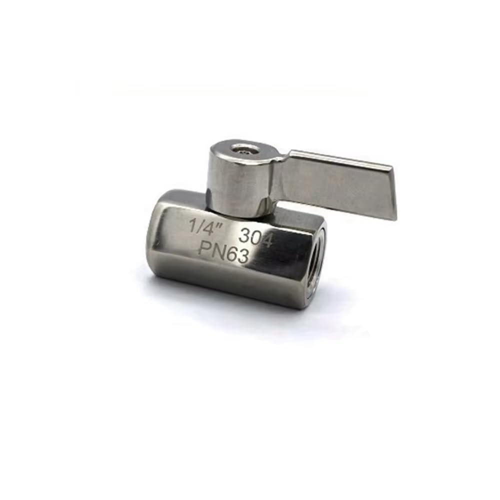 10 valvole a sfera mini in acciaio inox con filettatura femmina/maschio G1/4 e leva manuale DN8