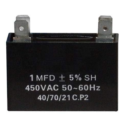 OEM 12380 Mini Split Capacitor, 1 MFD, Black, 450VAC 50-60Hz, 40/70/21 C.P2, 1-7/16 x 15/16 Inch