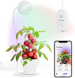 Diivoo Smart Full Spectrum Grow Light for Indoor Plant, Bluetooth LED Growing Lights with Automatic Timer, 360 Spin Gooseneck and Detachable, Growth Lamp for Greenhouse