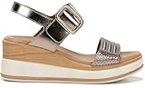 Dorking - Sandalia con cuña,suela imitación madera,cierre de hebilla al tobillo y tira adhesiva en el empeine para: Mujer color: CAVA talla:41