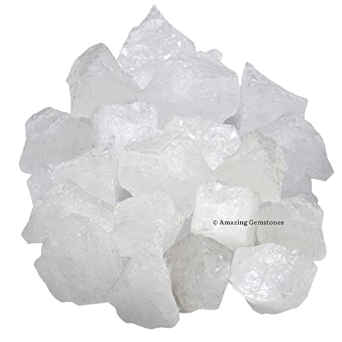 Image of Amazing Gemstone Clear Quartz Raw Crystals and Healing Stones, Natural Rocks for Tumbling and DIY Raw Stones and Crystals (5 Pieces)
