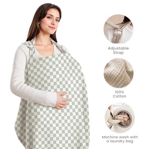Image of Konssy Muslin Nursing Cover Up for Breastfeeding with Rigid Hoop
