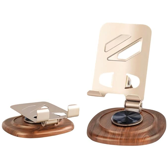 MAXXOX Wooden 300 Foldable Mobile Stand - 360° Rotating Phone Holder for Table - Height Adjustable Phone Stand for Desk with 0-135° Tilt - Anti-Skid Mobile Stand for Office & Home (Wooden Finish)-image-15