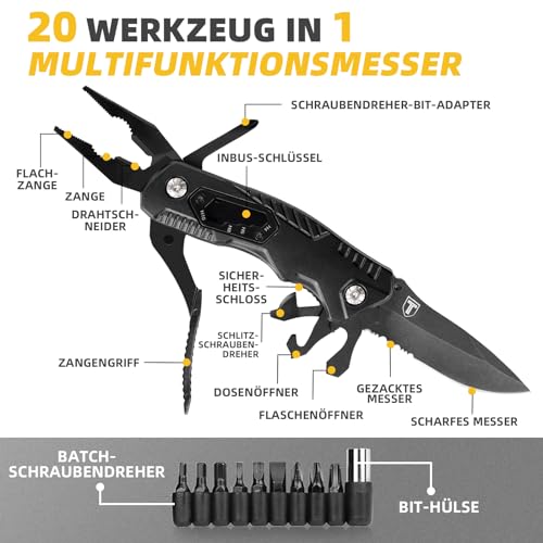 Vatertagsgeschenk für Papa Multitool Messer, Geburtstagsgeschenk für Männer Vater Stiefvater,Geschenke zum Vatertag Ausgefallene, Taschenmesser Multifunktion Pocket Tool für Outdoor Camping DIY