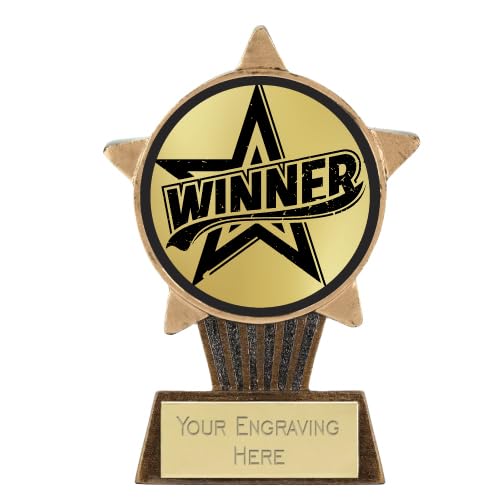 TROPHIESPLUSMEDALS Personalised Winner Mini Star Trophy - Gold, Free Engraving | 10cm | Kids Party, Sports, School & Games Award