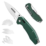 FLISSA カッターナイフ 折りたたみナイフ ユーティリティナイフ 3in1 交換用ブレート16枚付き G10 ハンドル フックカッター フォールディングナイフ 多機能ナイフ クイック切替式 DIY 登山 キャンプ 釣り アウトドア 防災