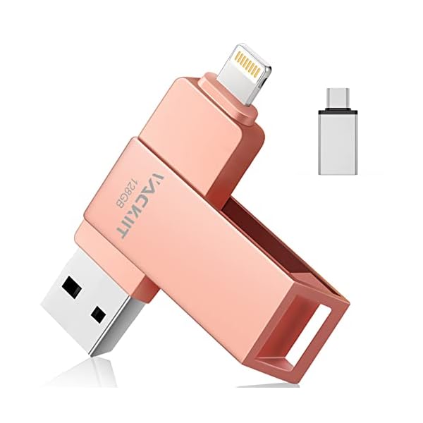 USB Stick für iPhone, Apple Zertifiziert Vackiit USB C Stick 3.0 Speichererweiterung Flash Drive Foto Stick Speicher Stick für iPad iOS OTG Android Handy Mac PC mit MFI Lightning, USB3.0, Typ C